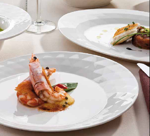 Tognana Porcelain: New KALEIDOS Brings Faceted Design and Off-Center Plates to Restaurant Tabletops
