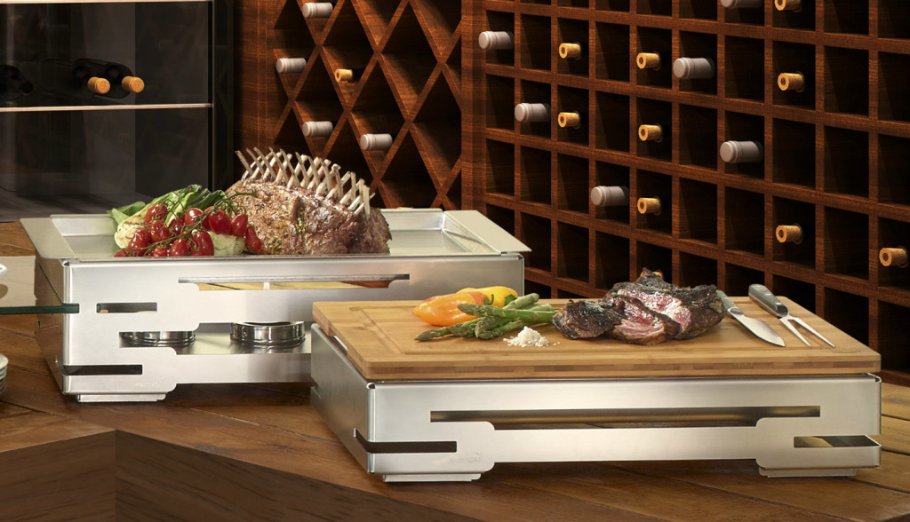 Inside the Multi-Chef wine room, Multi-Chef Warmer (Back right) and Multi-Chef Wood Surface and Stand (left)